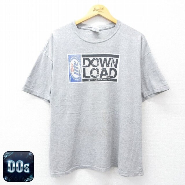 00s 半袖Tシャツ DOWN LOADプリント グレー XL | 古着