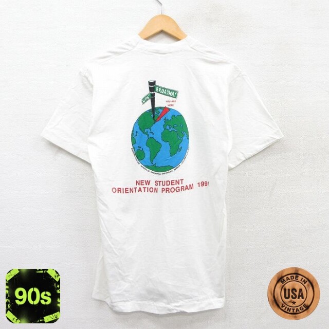 【50%OFF】フルーツオブザルーム 90s 半袖Tシャツ 地球 ホワイト M | 古着