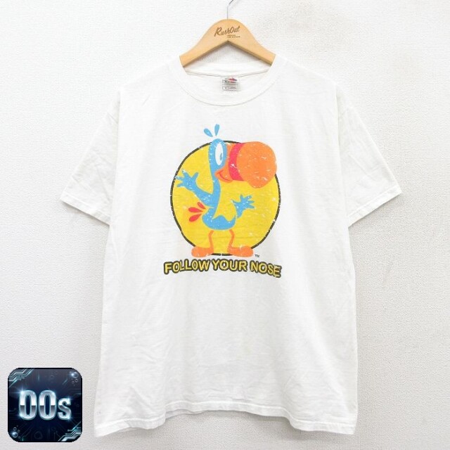 フルーツオブザルーム 00s 半袖Tシャツ Follow YOUR NOSEプリント ホワイト XL | 古着