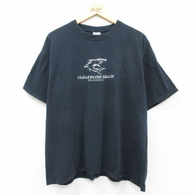 00s 半袖Tシャツ CLEAR WATER BEACHプリント ブラック XL | 古着