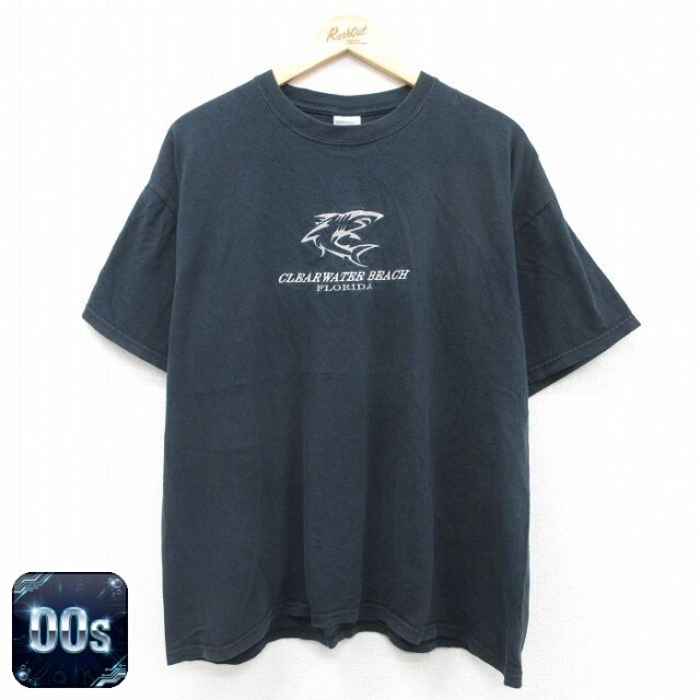 00s 半袖Tシャツ CLEAR WATER BEACHプリント ブラック XL | 古着