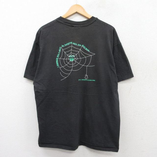 XL★古着 ヘインズ Hanes 半袖 ビンテージ Tシャツ メンズ 00年代 00s AVS クモ コットン クルーネック 黒 ブラック 【spe】 25aug20 中古