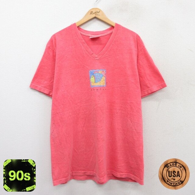 90s 半袖Tシャツ naples ピンク XL | 古着