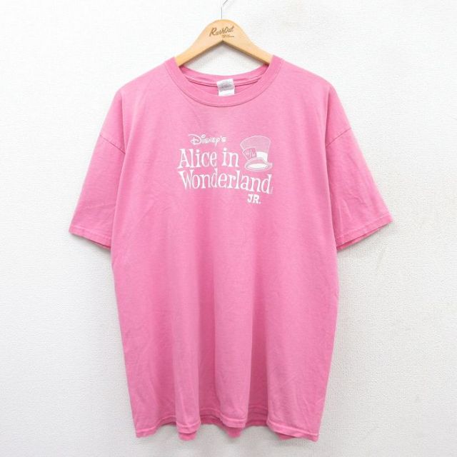 ディズニー 00s 半袖Tシャツ 不思議の国のアリス ピンク XL | 古着
