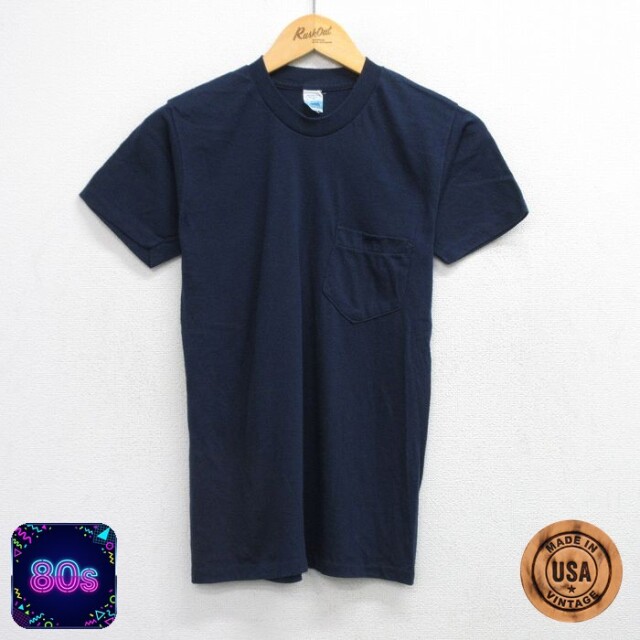 【50%OFF】シアーズ 80s 半袖Tシャツ 胸ポケット付き ネイビー S | 古着