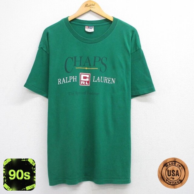ラルフローレン 90s 半袖Tシャツ ビッグロゴ グリーン XL | 古着