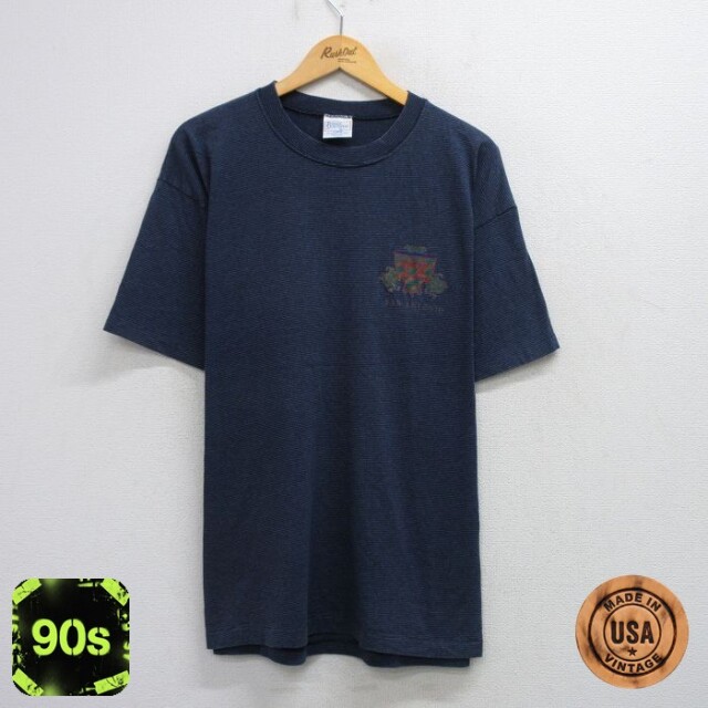 90s 半袖Tシャツ ボーダー ネイビー XL | 古着