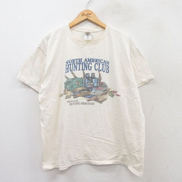 フルーツオブザルーム 00s 半袖Tシャツ HUNING CLUB 生成り ベージュ XL | 古着