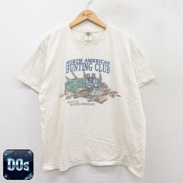 フルーツオブザルーム 00s 半袖Tシャツ HUNING CLUB 生成り ベージュ XL | 古着