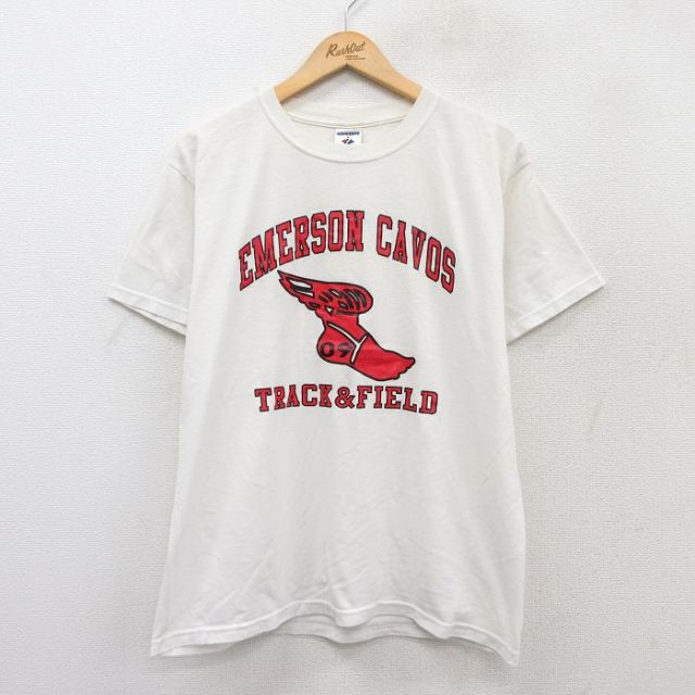 【50%OFF】L★古着 ジャージーズ 半袖 ビンテージ Tシャツ メンズ 00年代 00s ウイングフット クルーネック 白 ホワイト 25aug21 中古