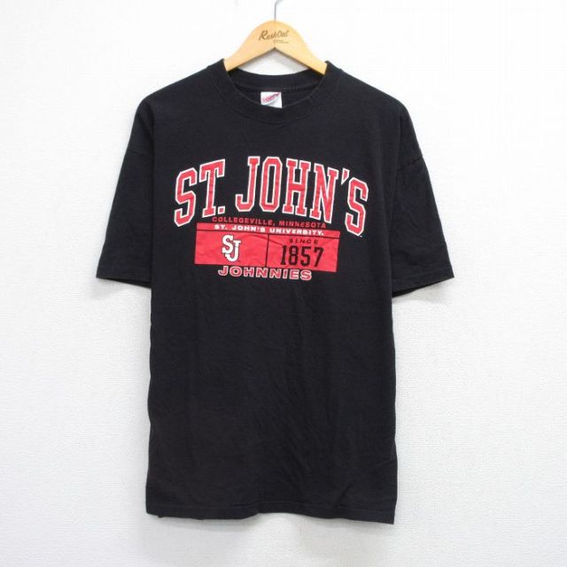 XL★古着 半袖 ビンテージ Tシャツ メンズ 00年代 00s セントジョンズ 大きいサイズ コットン クルーネック 黒 ブラック 25aug21 中古