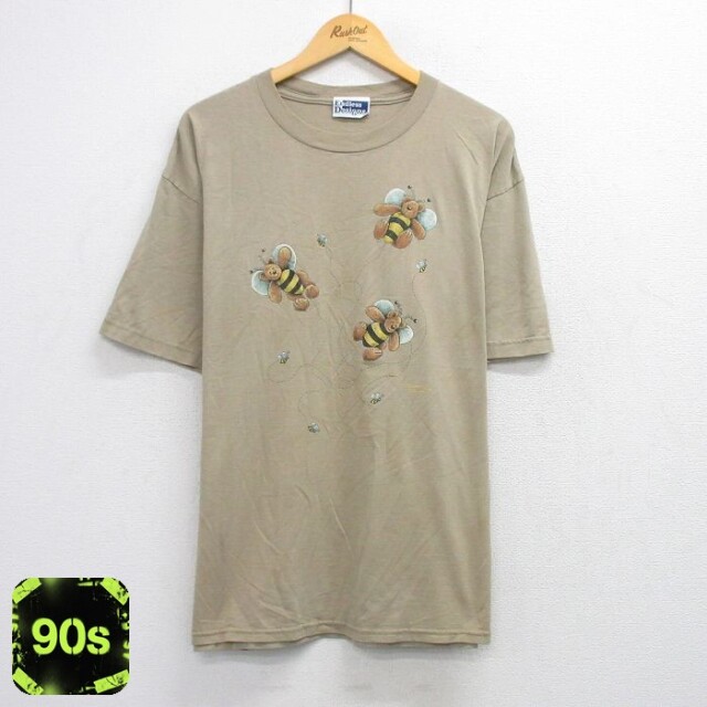 90s 半袖Tシャツ クマハチ ベージュ XL | 古着