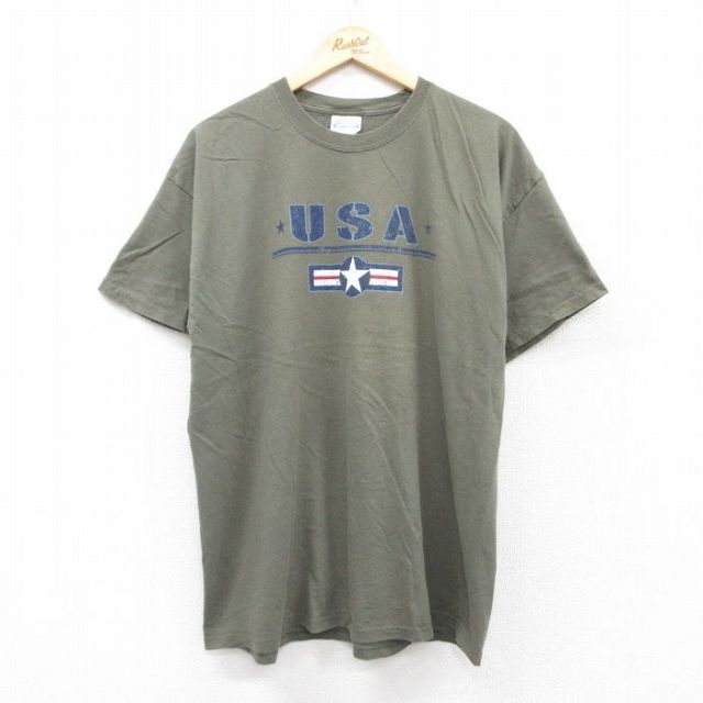 ヘインズ 00s 半袖Tシャツ USAロゴ グリーン XL | 古着