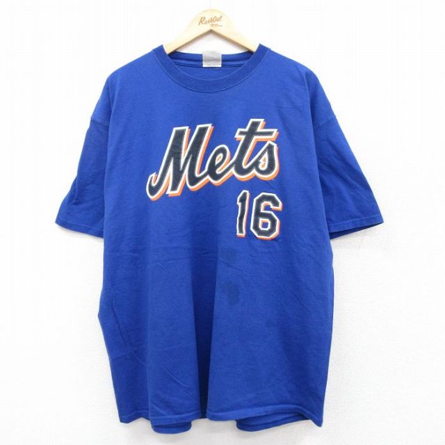 XL★古着 リー Lee 半袖 ビンテージ Tシャツ メンズ 00年代 00s ニューヨークメッツ ポールロデューカ 16 大きいサイズ コットン クルーネック 青 ブルー メジャーリーグ ベースボール 野球 25aug21 中古