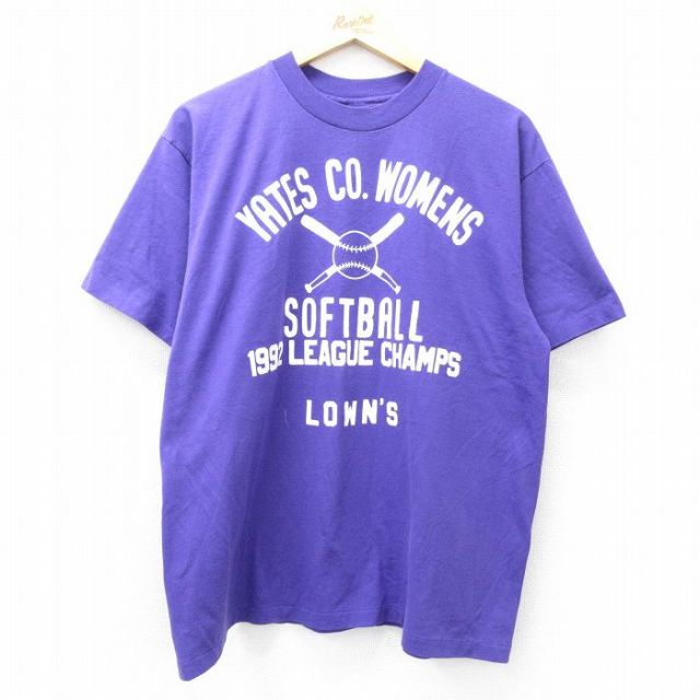 ヘインズ 90s 半袖Tシャツ ソフトボール パープル XL | 古着