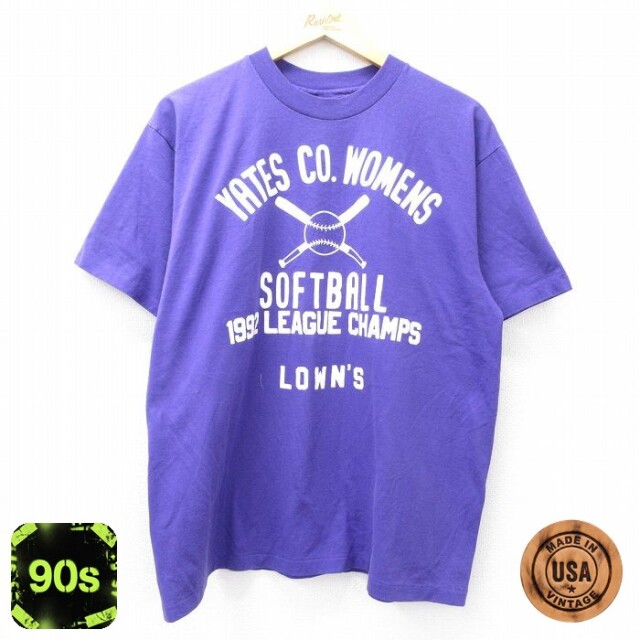 ヘインズ 90s 半袖Tシャツ ソフトボール パープル XL | 古着