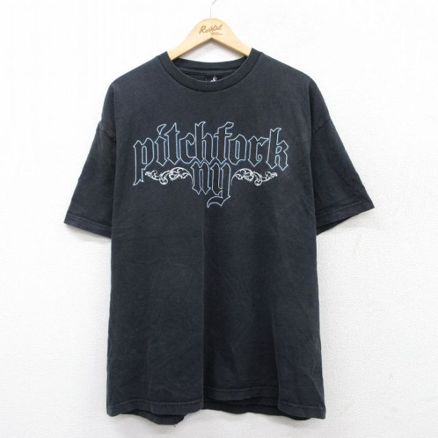 XL★古着 半袖 ビンテージ Tシャツ メンズ 00年代 00s Pitchforkny 黒 ブラック 25aug21 中古