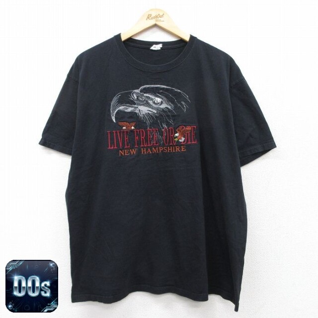 00s 半袖Tシャツ LIVE FREE刺繍 ブラック XL | 古着
