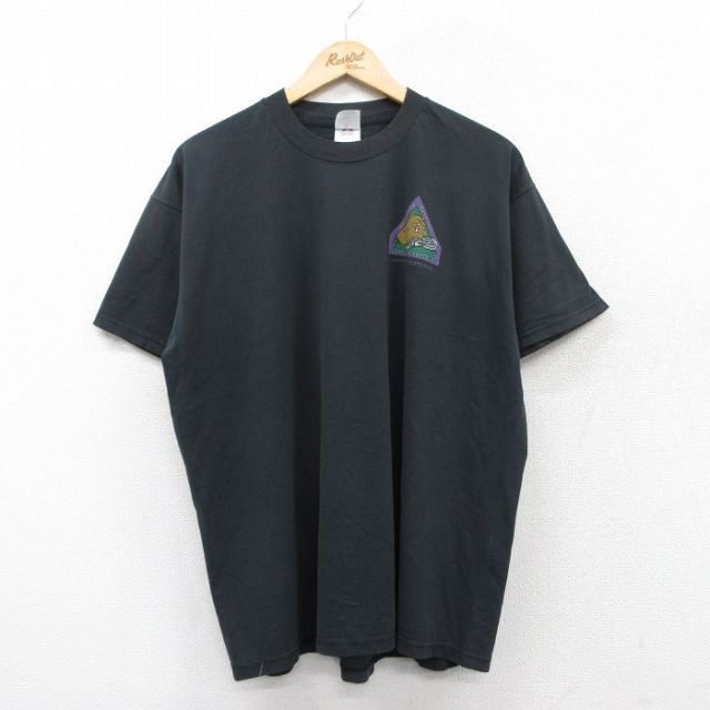XL★古着 フルーツオブザルーム 半袖 ビンテージ Tシャツ メンズ 90年代 90s BUSH HOG クルーネック 黒 ブラック 25aug21 中古