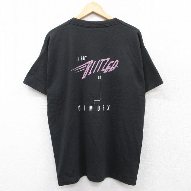 XL★古着 フルーツオブザルーム 半袖 ビンテージ Tシャツ メンズ 90年代 90s 大きいサイズ クルーネック USA製 黒 ブラック 【spe】 25aug21 中古