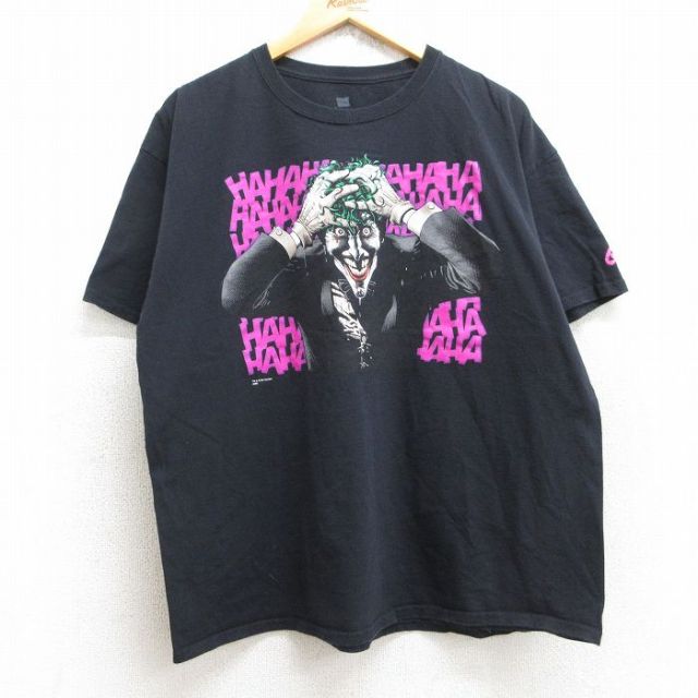 XL★古着 ヘインズ Hanes 半袖 ビンテージ Tシャツ メンズ 00年代 00s DCコミックス バットマン BATMAN ジョーカー コットン クルーネック 黒 ブラック 25aug22 中古