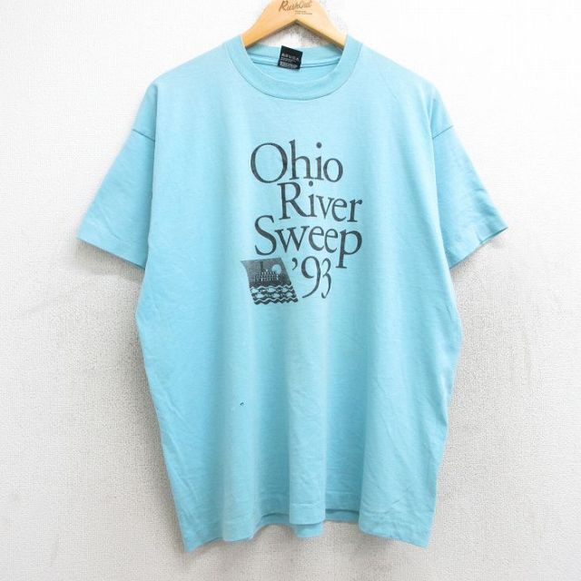 スクリーンスターズ 90s 半袖Tシャツ オハイオ企業広告 ライトブルー XL | 古着