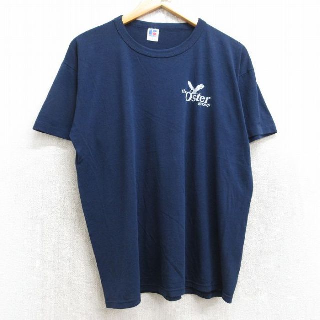 L★古着 ラッセル 半袖 ビンテージ Tシャツ メンズ 80年代 80s Oster クルーネック USA製 紺 ネイビー 25aug22 中古