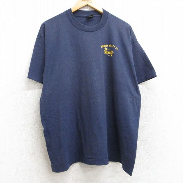 【50%OFF】XL★古着 フルーツオブザルーム 半袖 ビンテージ Tシャツ メンズ 90年代 90s モーホークバレー スノコ 大きいサイズ クルーネック USA製 紺 ネイビー 25aug22 中古