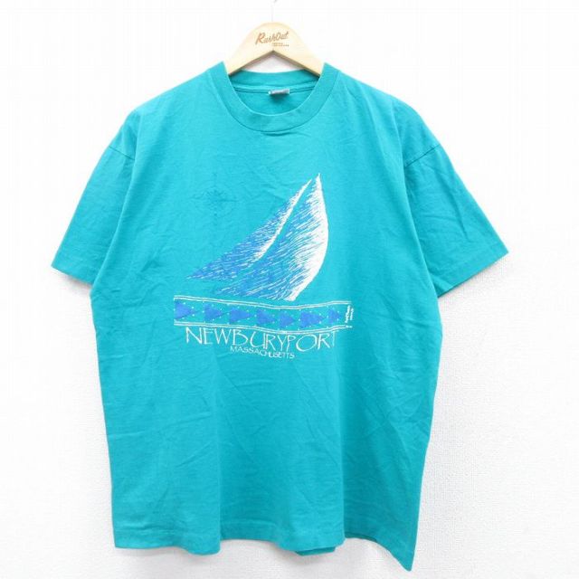フルーツオブザルーム 90s 半袖Tシャツ ヨット ライトブルー XL | 古着