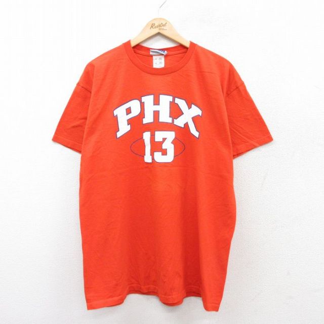 XL★古着 半袖 ビンテージ Tシャツ メンズ 00年代 00s NBA フェニックスサンズ スティーブナッシュ 13 コットン クルーネック オレンジ バスケットボール 25aug22 中古