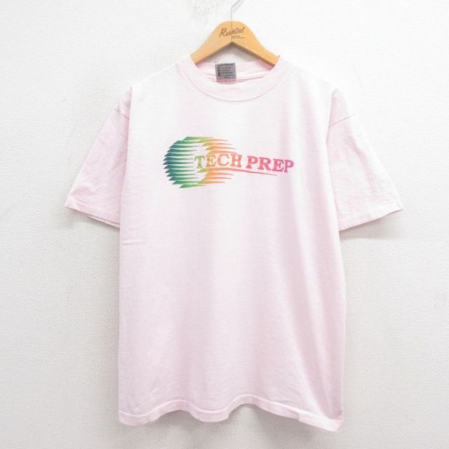 【50%OFF】XL★古着 オニータ ONEITA 半袖 ビンテージ Tシャツ メンズ 90年代 90s TECH PREP コットン USA製 ピンク 【spe】 25aug22 中古