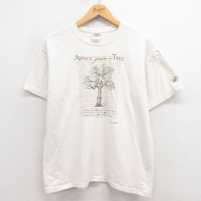 00s 半袖Tシャツ 木 生成り ベージュ L | 古着