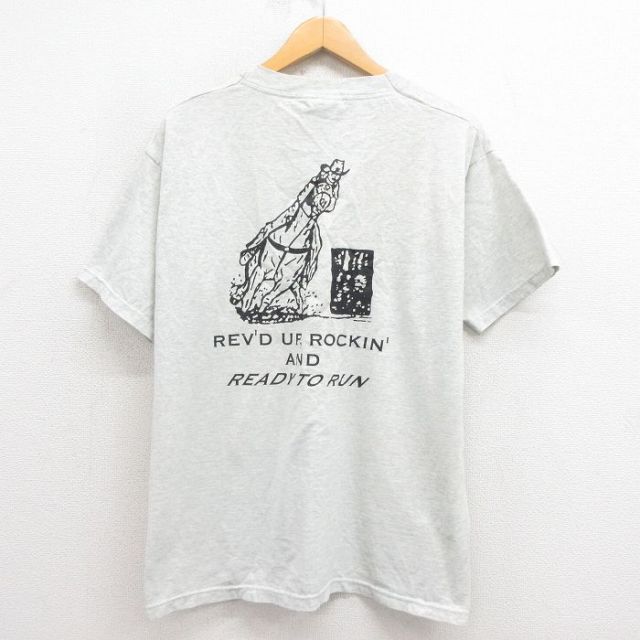 【50%OFF】L★古着 フルーツオブザルーム 半袖 ビンテージ Tシャツ メンズ 00年代 00s カウボーイ 胸ポケット付き クルーネック グレー 霜降り 25aug23 中古
