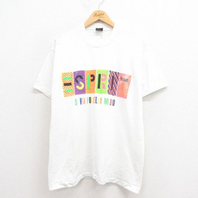 【50%OFF】XL★古着 スクリーンスターズ 半袖 ビンテージ Tシャツ メンズ 80年代 80s エスプリ クルーネック USA製 白 ホワイト 25aug23 中古
