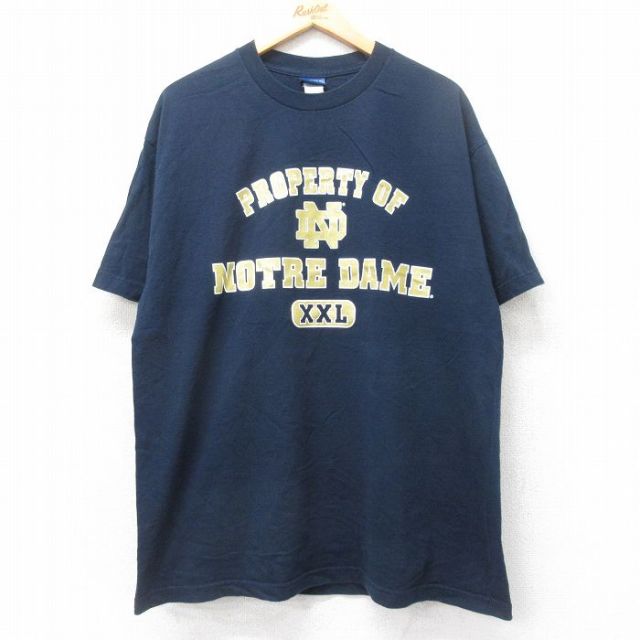 00s 半袖Tシャツ ノートルダム ネイビー XL | 古着