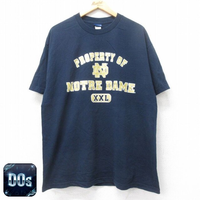 00s 半袖Tシャツ ノートルダム ネイビー XL | 古着