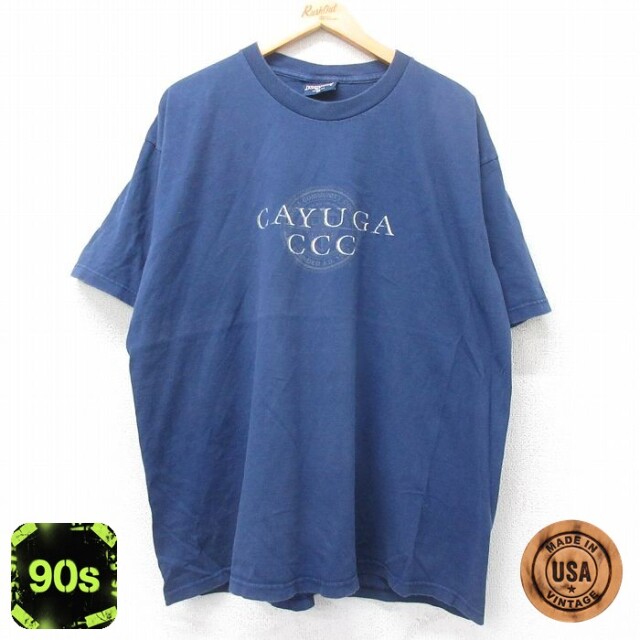 ジャンスポーツ 90s 半袖Tシャツ CAYUGA ネイビー XL | 古着