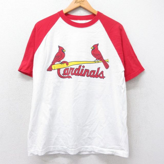 L★古着 マジェスティック 半袖 ビンテージ Tシャツ メンズ 00年代 00s MLB セントルイスカージナルス クリスカーペンター 29 ラグラン コットン クルーネック 白他 ホワイト メジャーリーグ ベースボール 野球 25aug25 中古