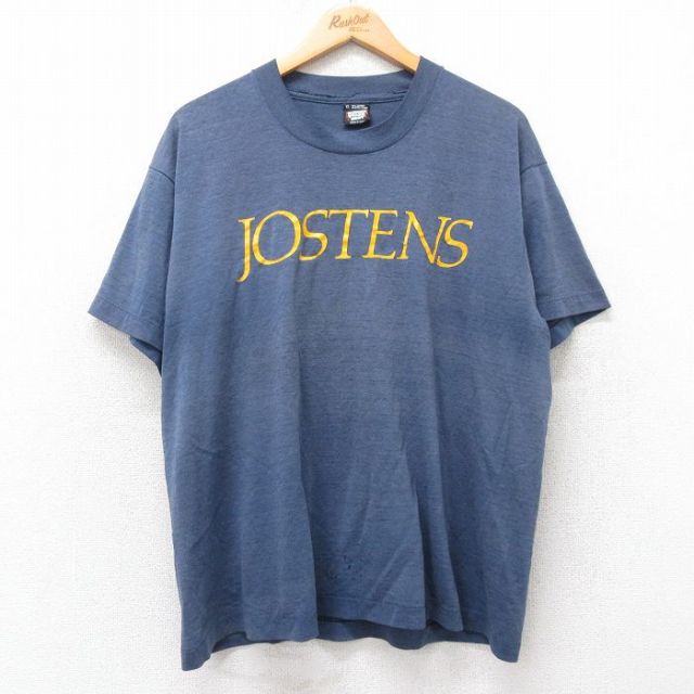 XL★古着 スクリーンスターズ 半袖 ビンテージ Tシャツ メンズ 80年代 80s JOSTENS クルーネック USA製 紺 ネイビー 25aug25 中古