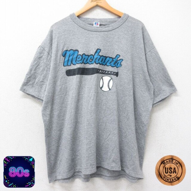 ラッセル 80s 半袖Tシャツ merchanta野球 グレー XL | 古着