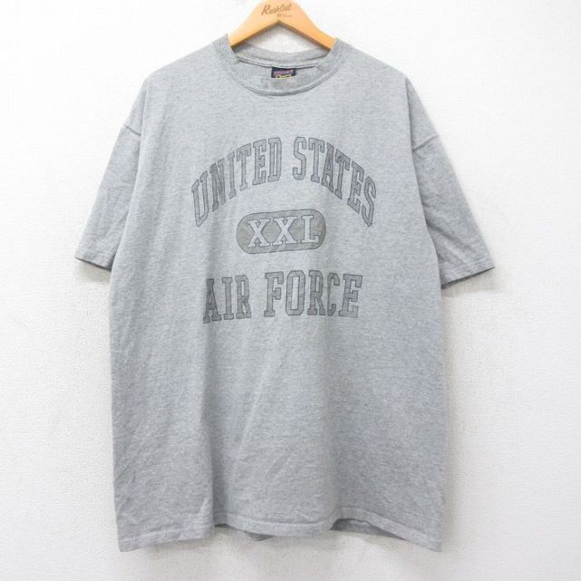 XL★古着 半袖 ビンテージ Tシャツ メンズ 90年代 90s ミリタリー USエアフォース 大きいサイズ コットン クルーネック USA製 グレー 霜降り 【spe】 25aug25 中古