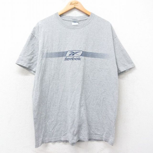 【50%OFF】リーボック 00s 半袖Tシャツ ビッグロゴ グレー XL | 古着