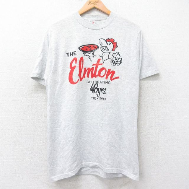 【50%OFF】M★古着 ジャージーズ 半袖 ビンテージ Tシャツ メンズ 90年代 90s Elmton クルーネック USA製 薄グレー 霜降り 25aug26 中古