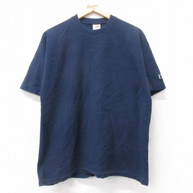 L★古着 半袖 ビンテージ Tシャツ メンズ 90年代 90s ITG コットン クルーネック USA製 紺 ネイビー ボーダー 25aug26 中古