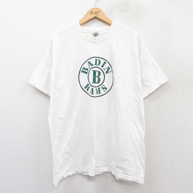 フルーツオブザルーム 90s 半袖Tシャツ BADIN RAMSプリント ホワイト XL | 古着