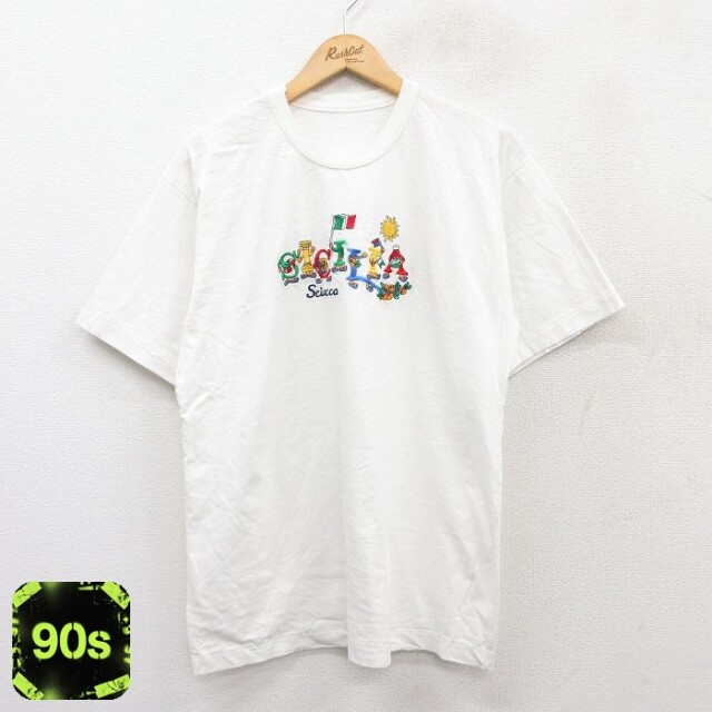 【50%OFF】90s 半袖Tシャツ SICILIA刺繍 ホワイト L | 古着