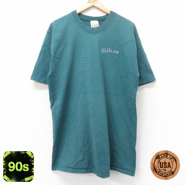 【50%OFF】ウィルソン 90s 半袖Tシャツ ワンポイントロゴ グリーン L | 古着