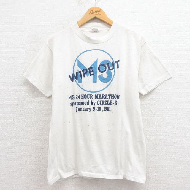 ヘインズ 80s 半袖Tシャツ WIPE OUT ホワイト M | 古着