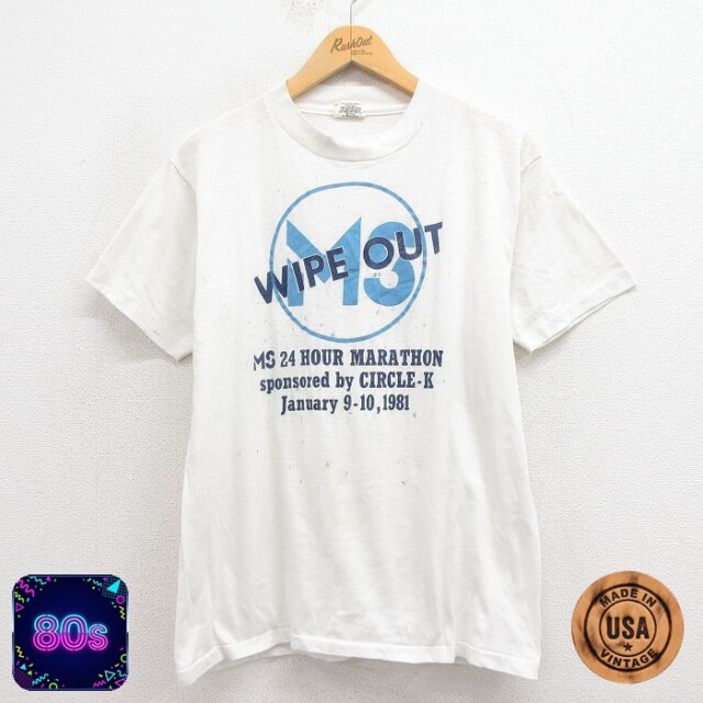 ヘインズ 80s 半袖Tシャツ WIPE OUT ホワイト M | 古着
