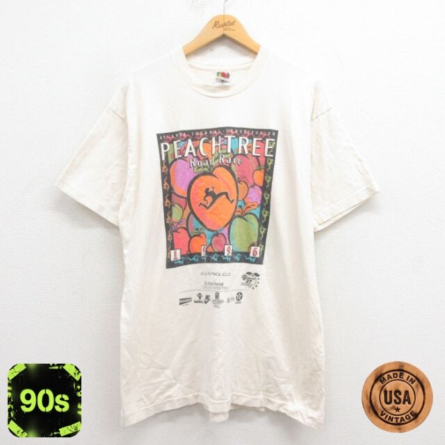 フルーツオブザルーム 90s 半袖Tシャツ ロードレース ベージュ XL | 古着